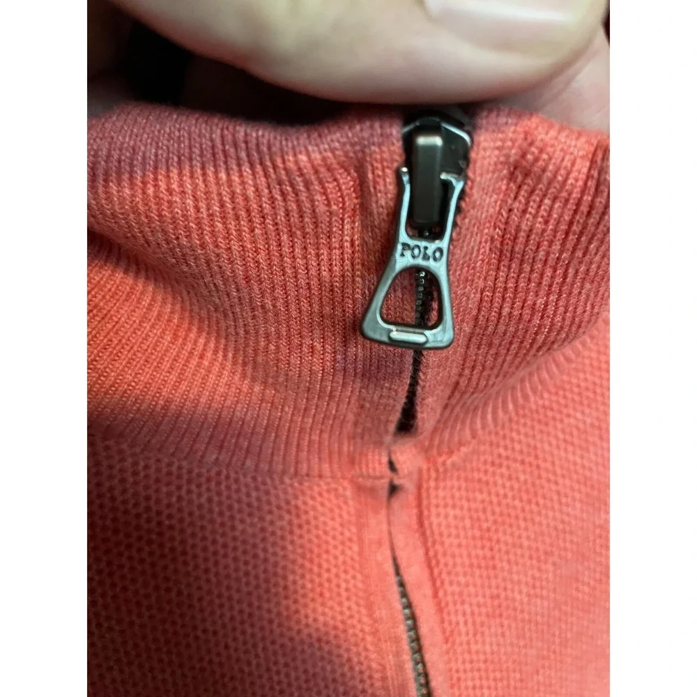 Polo Ralph Lauren 1/4 Zip Sweater Mens XXL Coral Pink Pima Cotton Pique Pony